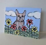 Original French Bulldog Acrylic Painting, 5" X 7", Small Dog Art Canvas 3 small