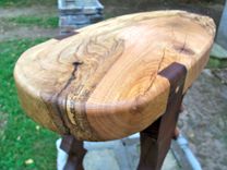 Handmade Red Oak And Walnut Hardwood Stool 2 small