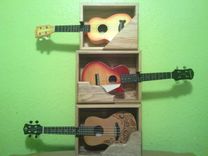 Wooden Wall Mounted Ukulele Shelf 4 small