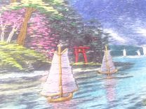 Vintage Silk Embroidery With Landscape Scene 2 small