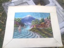 Vintage Silk Embroidery With Landscape Scene 3 small