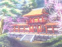 Vintage Silk Embroidery With Landscape Scene 5 small