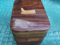 Cedar And Walnut Hardwood Box With Leather Boot Inlay 3 small