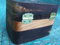 Cedar And Walnut Hardwood Box With Leather Boot Inlay 4 small