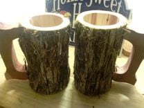 Set Of Two Rustic Mugs In Cedar 3 small