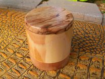 Cylindrical Ring Box In Cherry And Spalted Maple 1 small