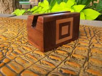 Unique Card Holder With Walnut And Cherry Geometric Design 4 small