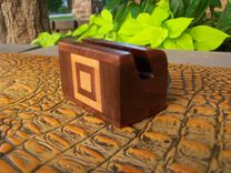 Unique Card Holder With Walnut And Cherry Geometric Design 5 small