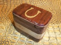 Walnut Keepsake Box With Horse Shoe Inlay 3 small
