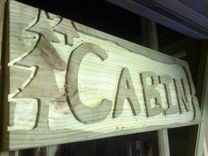 Solid Wood Sign With “Cabin” In Reversed Lettering 1 small