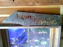 Repurposed Barnwood Sign With “Gone Fishing” Engraving 3 small
