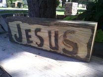 Solid Wooden Block With “Jesus” Sign In Reversed Engraving 3 small