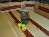 Maple And Red Cedar Dining Set, Trestle Table, Bench Seating 1 small