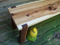 Handmade Hickory Slab And Walnut Bench 2 small