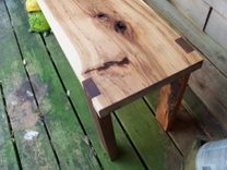 Handmade Hickory Slab And Walnut Bench 4 small