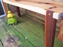 Handmade Hickory Slab And Walnut Bench 5 small