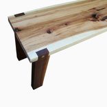Handmade Hickory Slab And Walnut Bench 1 small