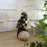 Vintage Checked Songbird Figurine Hand Painted Black And White Checks Decor 5 small