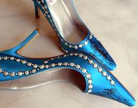 Pearls And Cinema, Movie Themed Hollywood Glamour 1950 Turquoise Wedding Shoes 1 small
