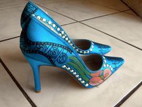 Pearls And Cinema, Movie Themed Hollywood Glamour 1950 Turquoise Wedding Shoes 3 small