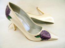 Wedding Shoes Hand Painted Hydrangeas Ivory Pumps 4 small