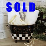 Vintage Check Small Towel Caddy Holder Black And White Check Vanity Organizer 1 small