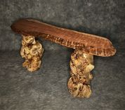 Curly Redwood Table With Blue Pine Burl Bases 2 small