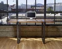 Walnut And Steel Standing Work Desk 2 small