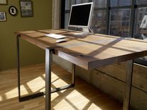 Walnut And Steel Standing Work Desk 3 small