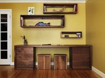 Walnut Desk, Shelves And Stools 1 small