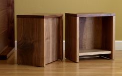 Walnut Desk, Shelves And Stools 4 small