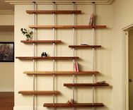 Oak And Aluminum Adjustable Shelving Unit 2 small