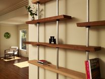 Oak And Aluminum Adjustable Shelving Unit 3 small