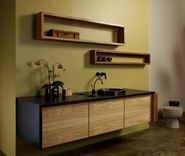 Soapstone And Elm Floating Vanity / Tea Bar With Shelving 1 small