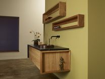 Soapstone And Elm Floating Vanity / Tea Bar With Shelving 3 small