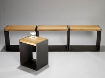 Eucalyptus And Steel Table Or Stool 1 small