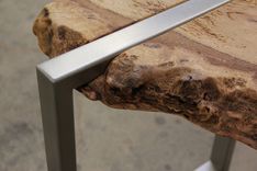 Live Edge Oak Slab And Stainless Steel Bench 3 small
