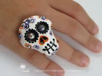 Day Of The Dead Skulls - Rings, Pendants, Hair Clips, Weddings, Party 3 small