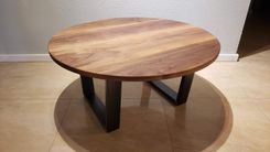 Round Walnut Top With Metal Base Coffee Table 4 small