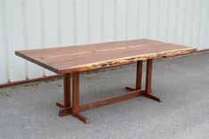 Seven Foot Live Edge Walnut Dining Table With Nakashima Style Base 3 small
