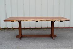 Seven Foot Live Edge Walnut Dining Table With Nakashima Style Base 4 small
