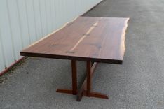 Seven Foot Live Edge Walnut Dining Table With Nakashima Style Base 5 small