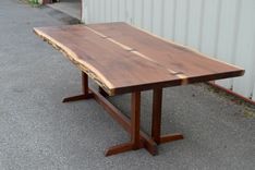 Seven Foot Live Edge Walnut Dining Table With Nakashima Style Base 6 small
