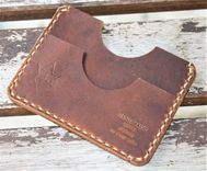 Handmade Leather Parvus Wallet Sunset Oil Tan W/ Money Band 3 small