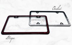 Stripe Crystallized Bling Slim License Plate Frame Genuine European Crystals Bedazzled 2 small
