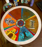 Lazy Susan, personalized, custom, Five year, wood anniversary, gift, wedding gift, couples gift,  Painted With Images Of Your Choice 4 small