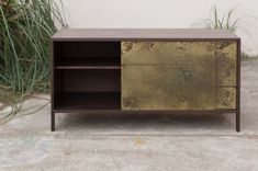 Walnut Credenza With Patinated Brass Doors 4 small