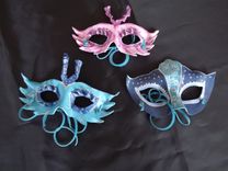 Hand Made Leather Mardi Gras Masks 2 small