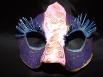 Custom Request For Handmade Leather Mardi Gras Mask For His "Princess" 4 small