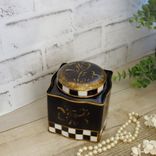 Courtly Vanity Storage Checked Cotton Ball Jar Checked Tea Tin 5 small